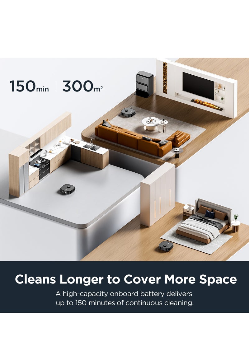 EUREKA Robot Vacuum Cleaner & Mop All-in-One Station, AI 3D Obstacle Detection, Intelligent Pet Bypass, Car Carpet Detection, Ideal Against Pet Hair, App & Voice Control, J12 Black