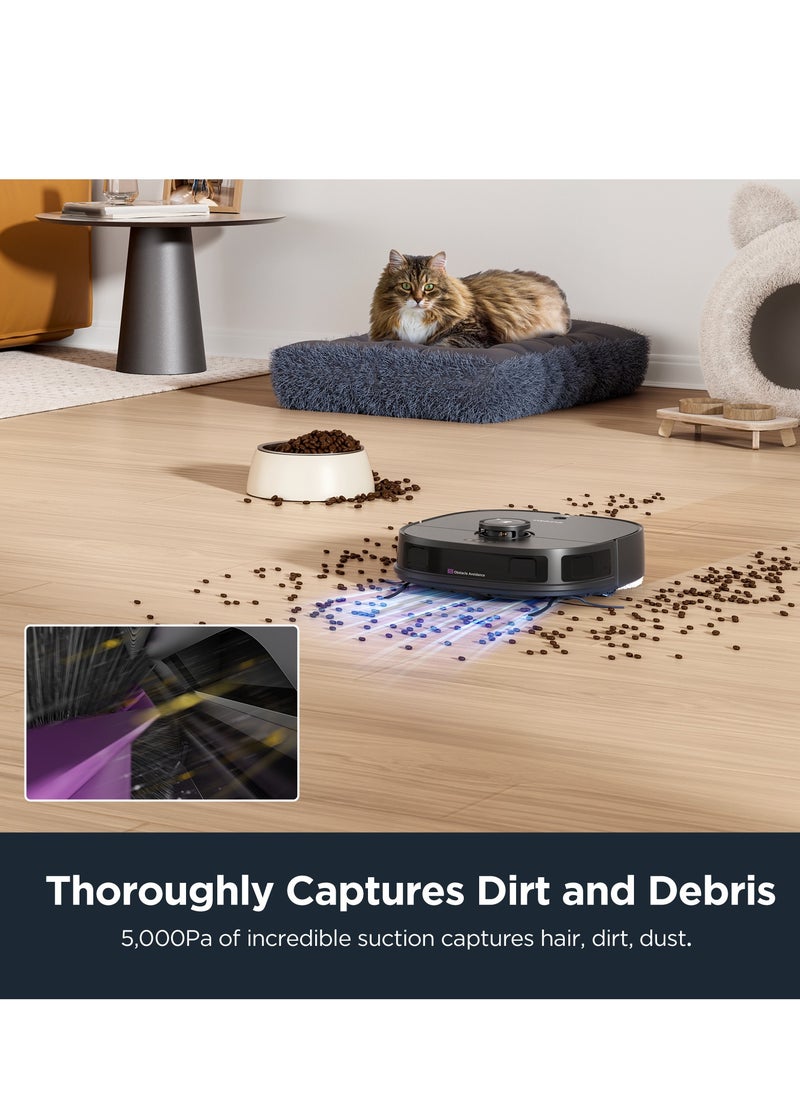 EUREKA Robot Vacuum Cleaner & Mop All-in-One Station, AI 3D Obstacle Detection, Intelligent Pet Bypass, Car Carpet Detection, Ideal Against Pet Hair, App & Voice Control, J12 Black