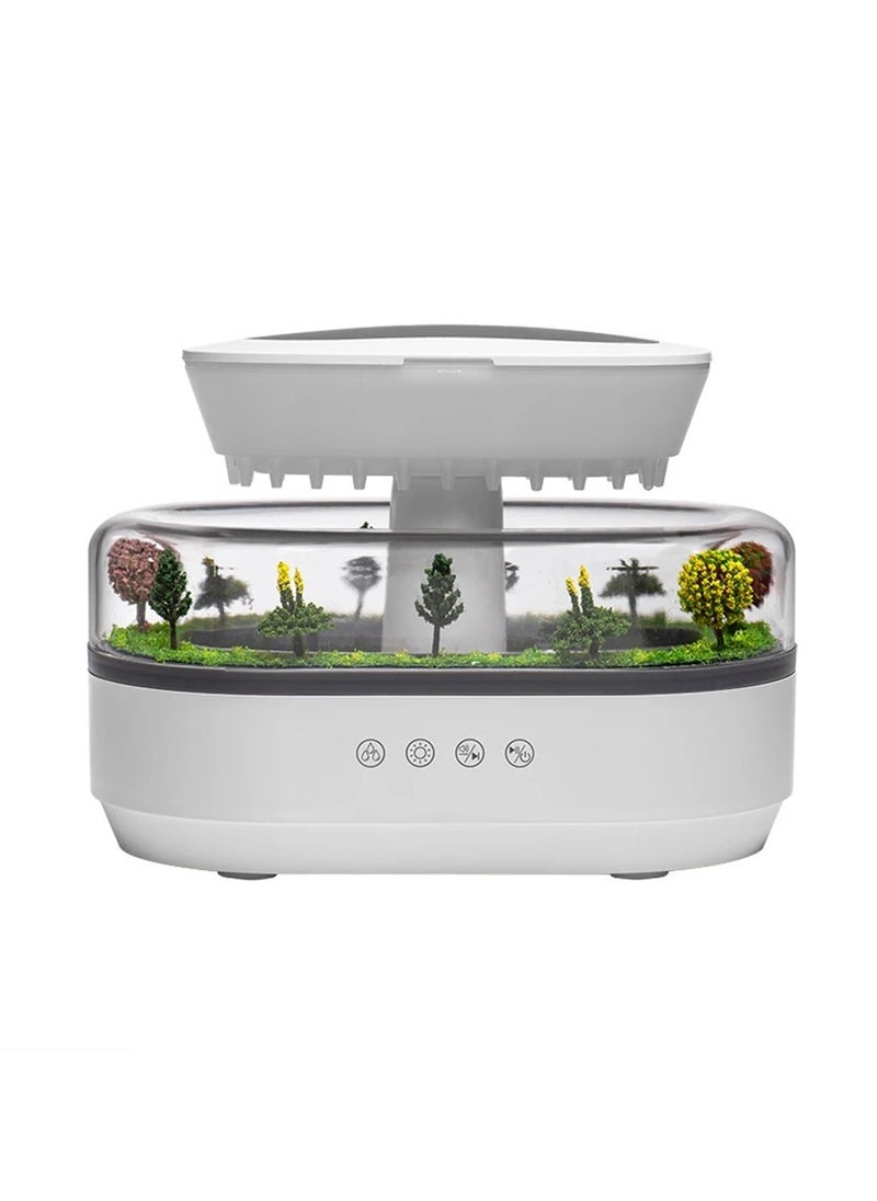 Raindrop Aromatherapy Diffuser Simulated Green Forest Landscape Essential Oil Humidifier with Natural White Noise Music