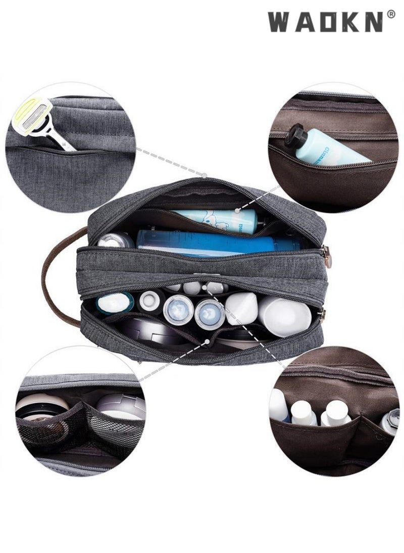 Portable Travel Toiletry Bag, Men's Travel Organizer Kit, Shaving Facial Cleanser Bathroom Bag, Canvas Toiletry Organizer Bag, Canvas Organizer for Shampoo Shower Gel,with Handle (Blue)
