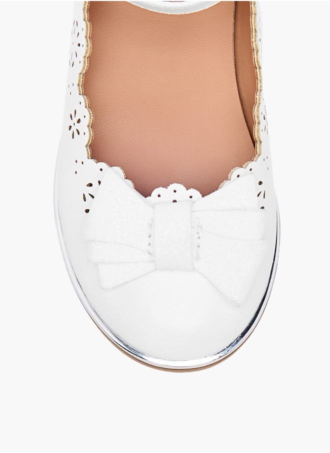 Girls Laser Cut Mary Jane Shoes with Scallop Detail