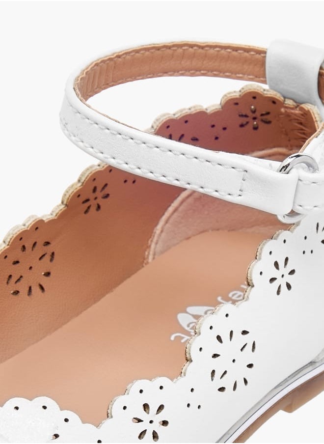 Girls Laser Cut Mary Jane Shoes with Scallop Detail