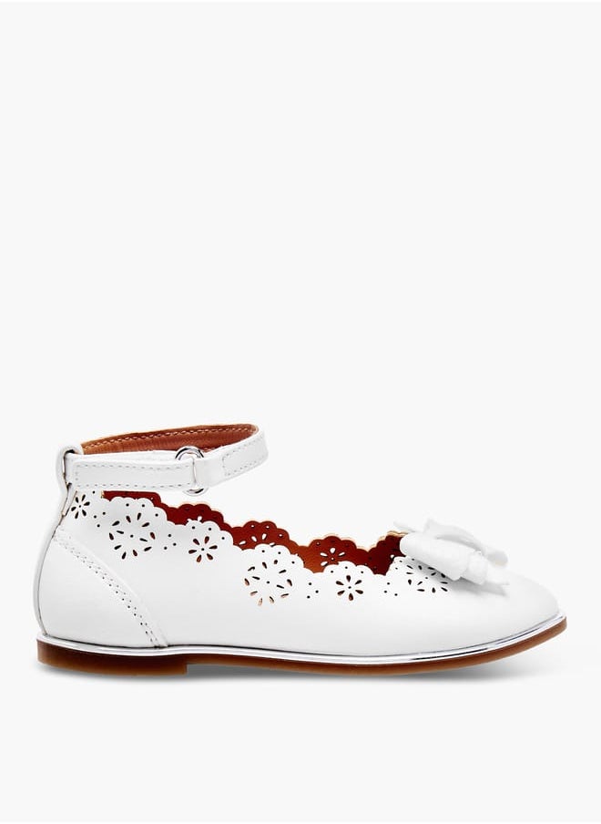 Girls Laser Cut Mary Jane Shoes with Scallop Detail
