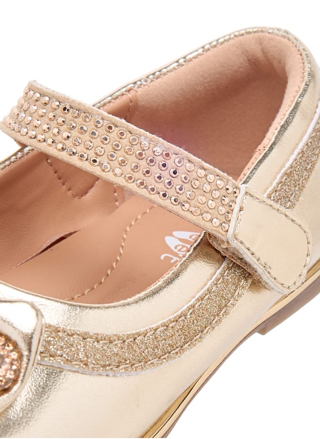 Girls Bow Embellished Mary Jane Shoes with Hook and Loop Closure