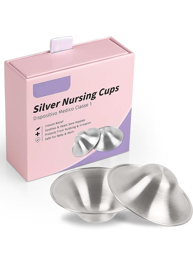 925 Silver Nursing Cups Original Perforated Breathable Design, 920 Silver Nipple Cover for Breastfeeding Essential, Silver Nipple Shield for Nursing Newborn, Metal Nipple Shields, Regular Size