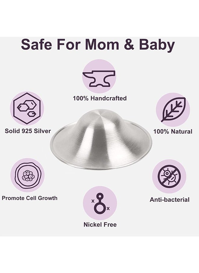 925 Silver Nursing Cups Original Perforated Breathable Design, 920 Silver Nipple Cover for Breastfeeding Essential, Silver Nipple Shield for Nursing Newborn, Metal Nipple Shields, Regular Size