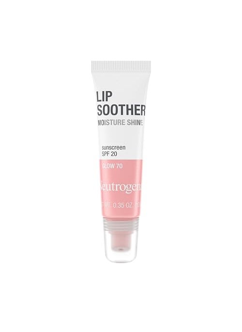 Neutrogena MoistureShine Lip Soother Gloss with SPF 20 Sun Protection High Gloss Tinted Lip Moisturizer with Hydrating Glycerin and Soothing Cucumber for Dry Lips Glow 70 35 oz 2 pack