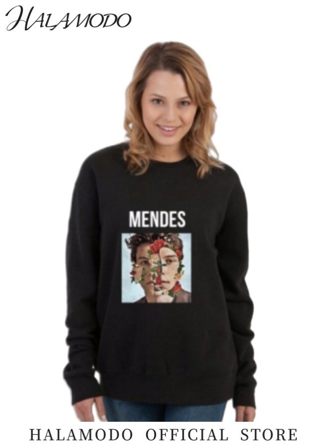 Unisex Casual Pullover Sweatshirt Tops with Printed Round Neck Long Sleeve Sweatshirt Loose Lightweight Blouse Tops for Men and Women