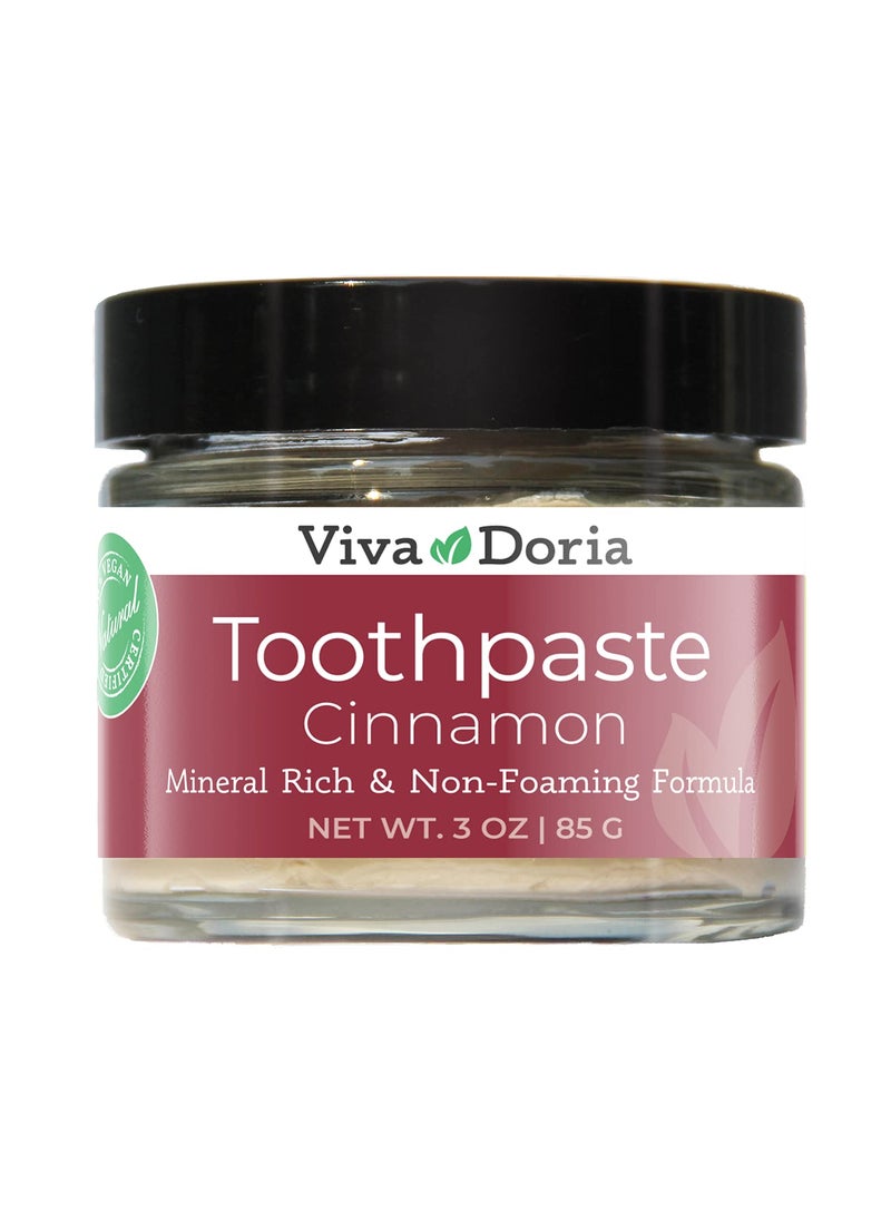 Viva Doria Fluoride Free Natural Mineralizing Toothpaste  Cinnamon 3 oz Glass jar