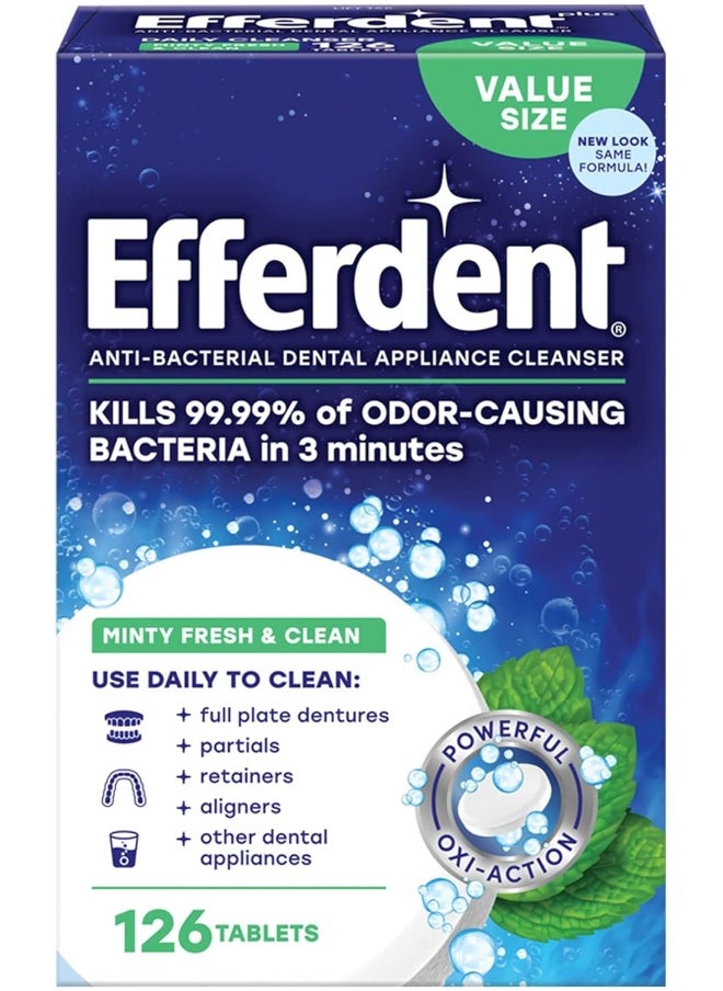 Efferdent Denture Cleanser Tablets, Fresh & Clean, 126 Tablets