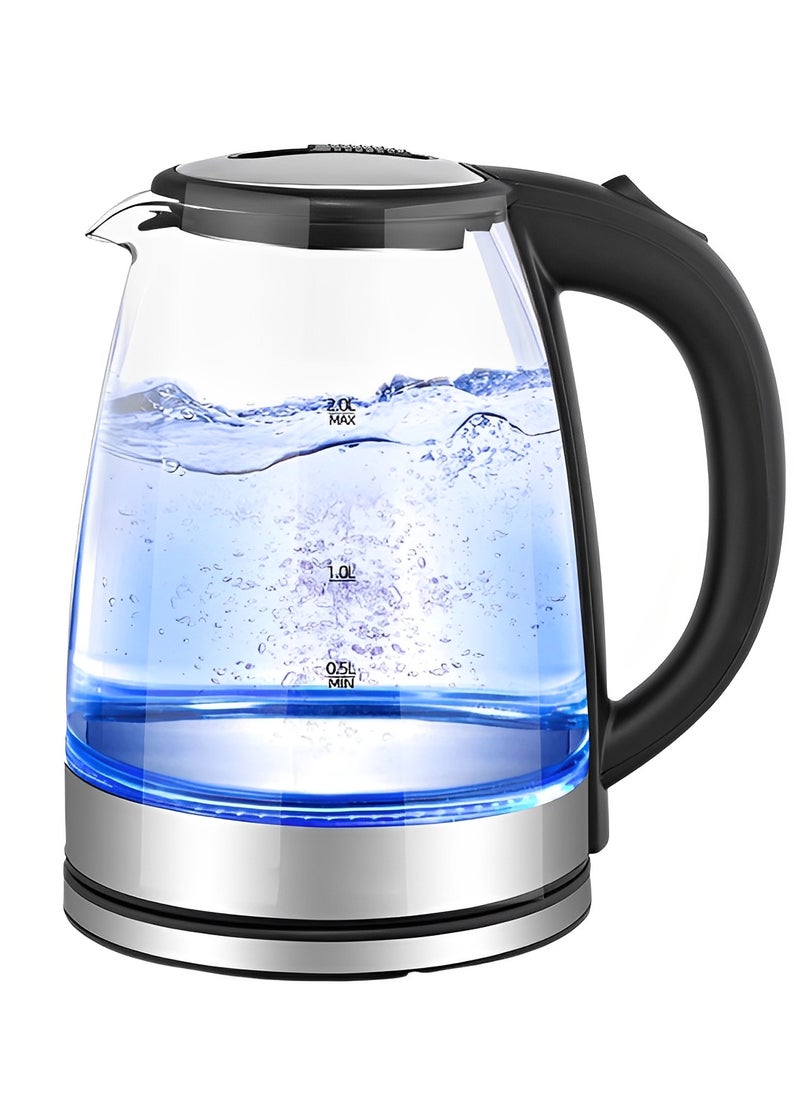 SINCHER Glass Electric Kettle with Blue Indicator Light ,2 L Hot Water Electric Kettle ,Automatic Shut Off Safe ,Fast Boiling Electric Tea Kettle ,High Quality Durable Glass Water Kettle for Home