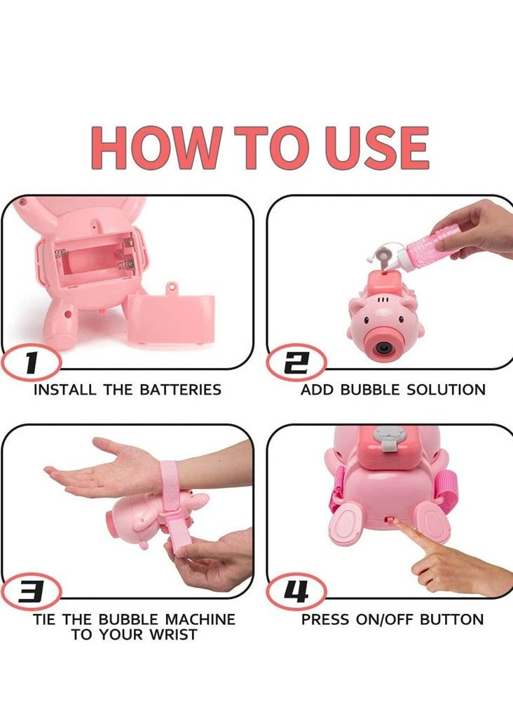Piglet Watch Bubble Machine Piglet Wrist Electric Bubble Machine Electric Light Music Watch Bubble Flying Pig for Both Kids And Adults