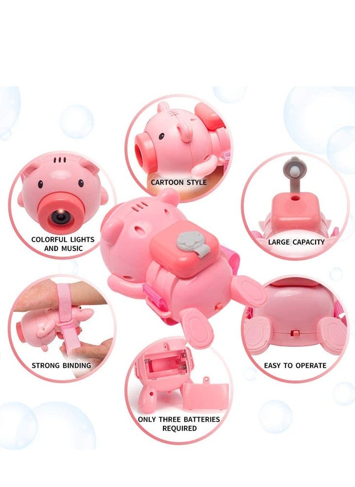 Piglet Watch Bubble Machine Piglet Wrist Electric Bubble Machine Electric Light Music Watch Bubble Flying Pig for Both Kids And Adults