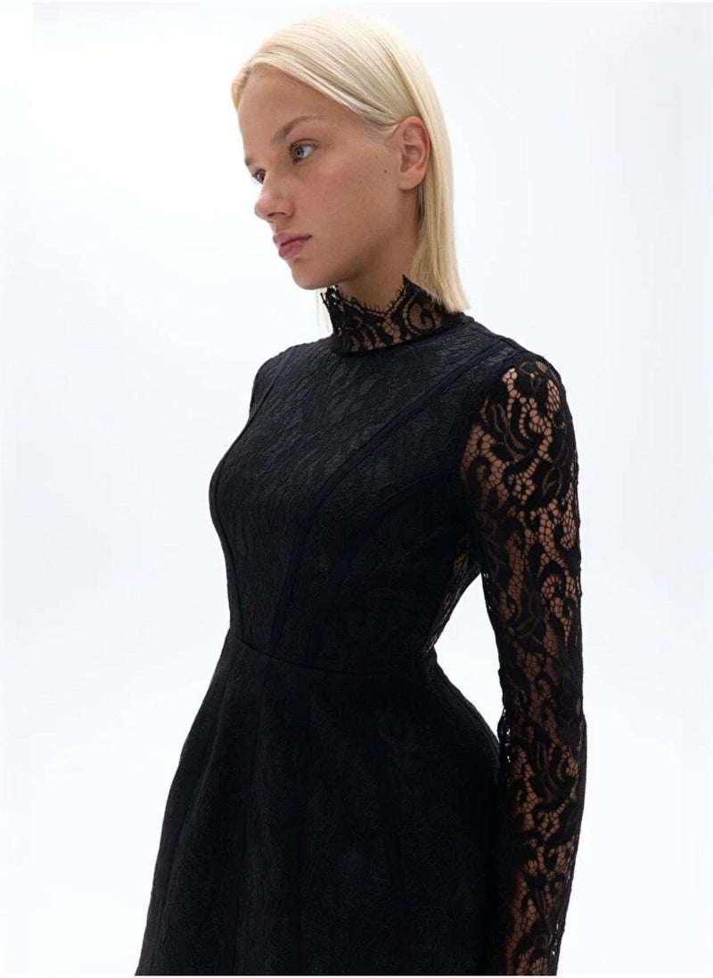 Lace High-Neck Dress