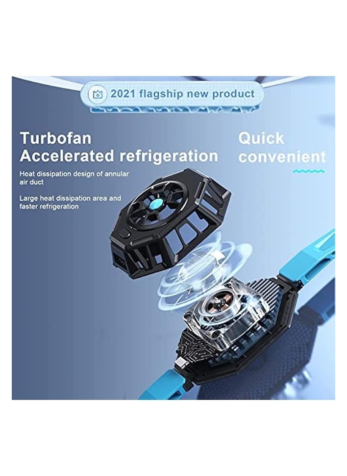 Semiconductor Cooler, Heat Sink with Colorful Lights and Back Clip, for Mobile Gaming, Live Streaming, Outdoor Vlog, Car Driving, for ipad/Tablet/Phone Gaming Cooling Case