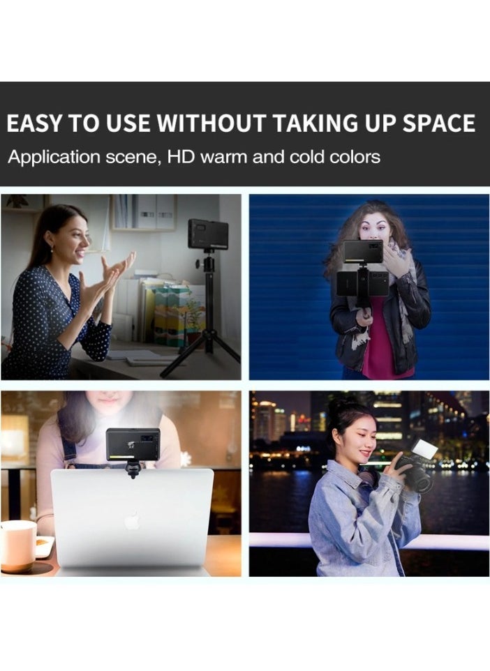 W160C Portable Video Light, Dimmable Rechargeable Photography Fill Light, High Brightness High CRI LED Camera Light For Vlog Live Streaming Video Conference, (1pc, W160C Single Lamp Plus Clip)