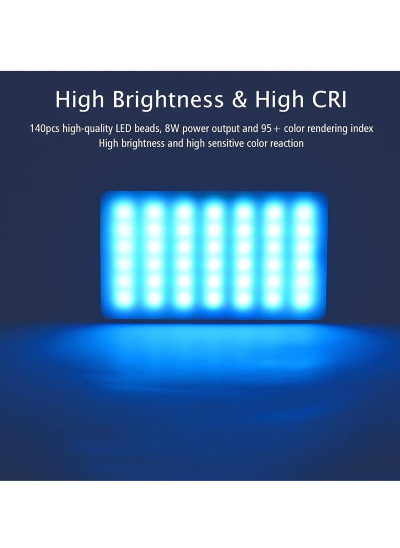 W140RGB Portable Video Light, Dimmable Rechargeable Photography Fill Light, High Brightness High CRI LED Camera Light For Vlog Live Streaming Video Conference, (1pc, W140RGB Single Light)