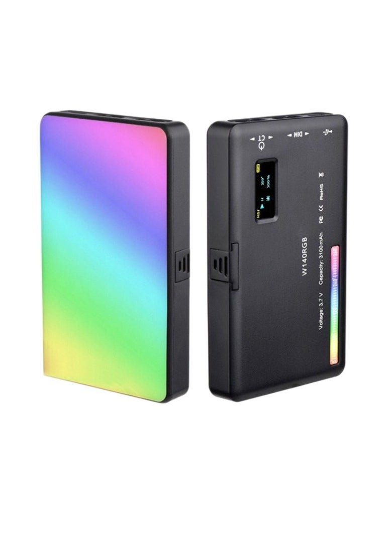 W140RGB Portable Video Light, Dimmable Rechargeable Photography Fill Light, High Brightness High CRI LED Camera Light For Vlog Live Streaming Video Conference, (1pc, W140RGB Single Light)