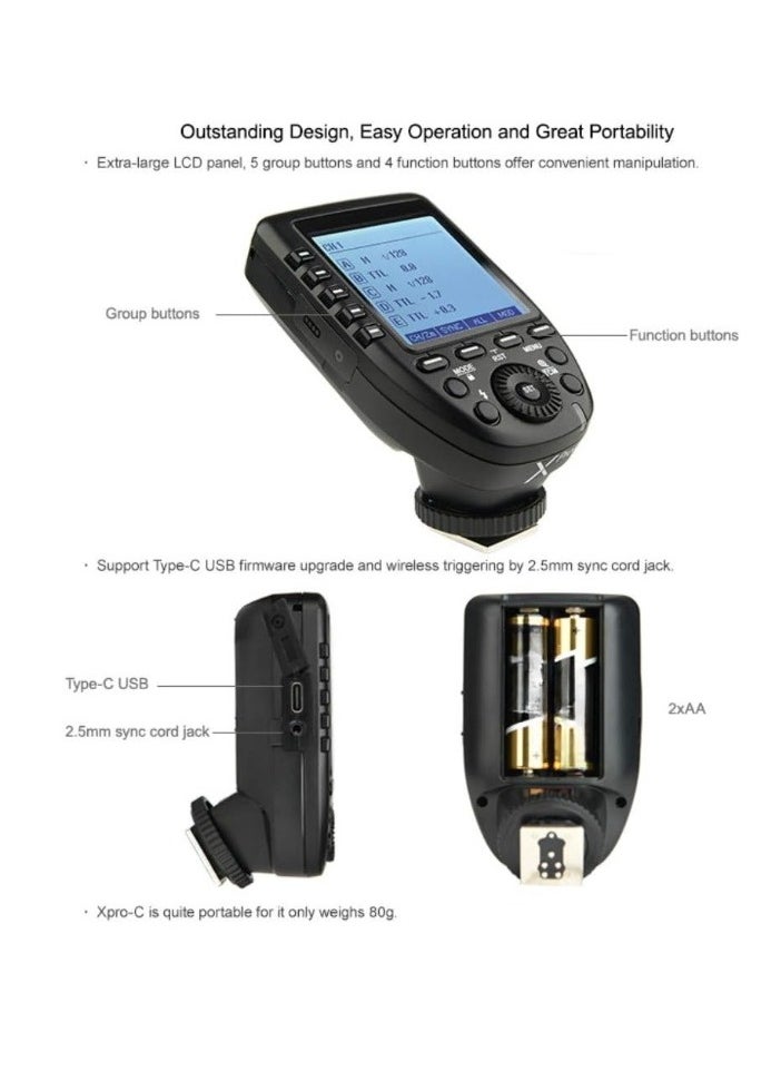 XPROS 2.4G Wireless Flash Trigger, High Speed Sync Flash Transmitter, Extra Large LCD Screen Flash Control Trigger With Stable And Seamless Connection, (XPROS, For Sony Camera)