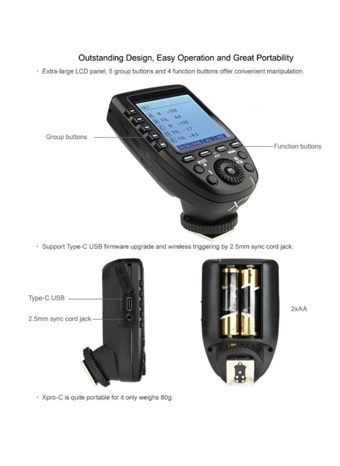 XPROF 2.4G Wireless Flash Trigger, High Speed Sync Flash Transmitter, Extra Large LCD Screen Flash Control Trigger With Stable And Seamless Connection, (XPROF, For Fuji Camera)