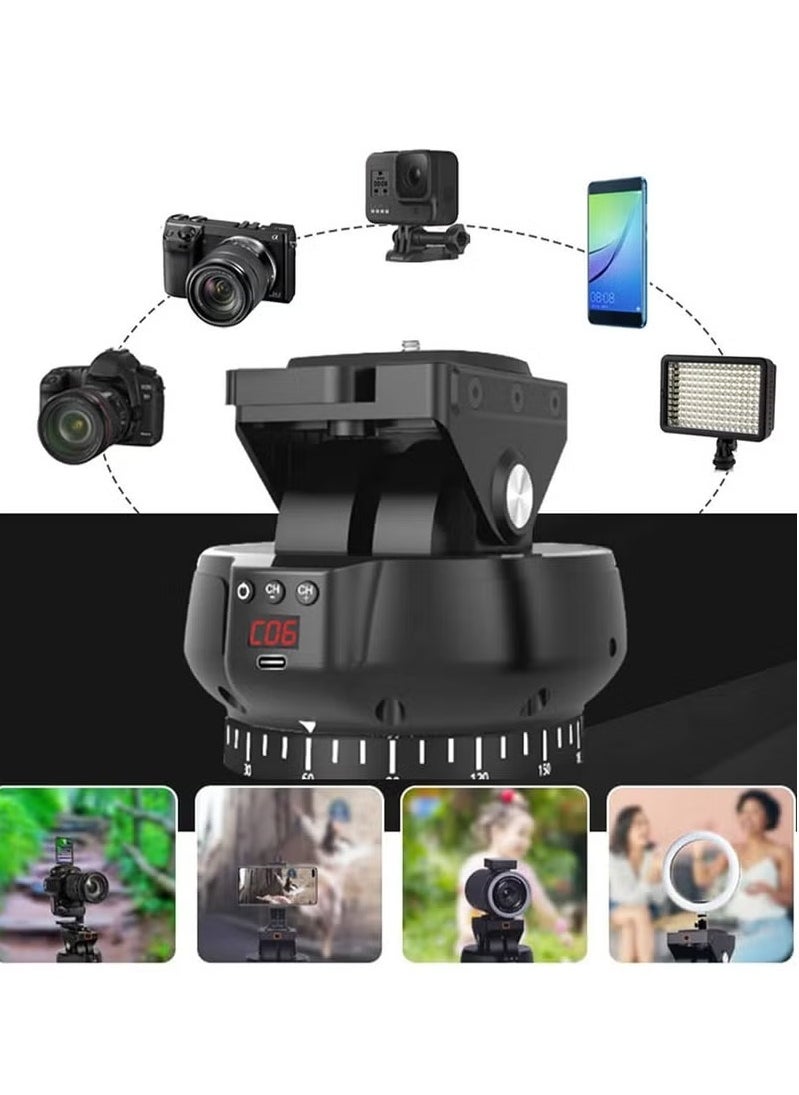 2.4G Electronic Camera Tripod Head, 360 Degree Rotation Portable Motorized Pan Tilt Head, Compact Motorized Panoramic Tripod Head With Wireless Remote Control, (Set 2)