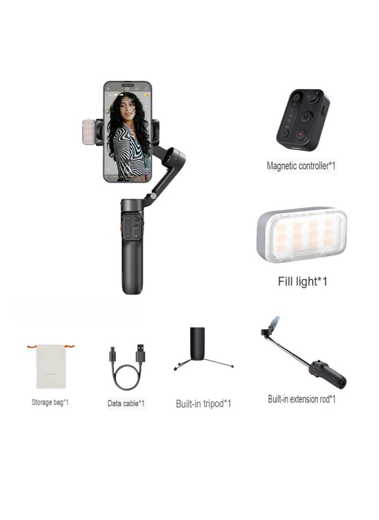 Smart Phone Gimbal Stabilizer, Ultra Light Comfortable Grip Mobile Phone Gimbal, Portable And Foldable Phone Stabilizer, Sturdy Durable Phone Holder For Recording Vlogging, (Black, Set 2)