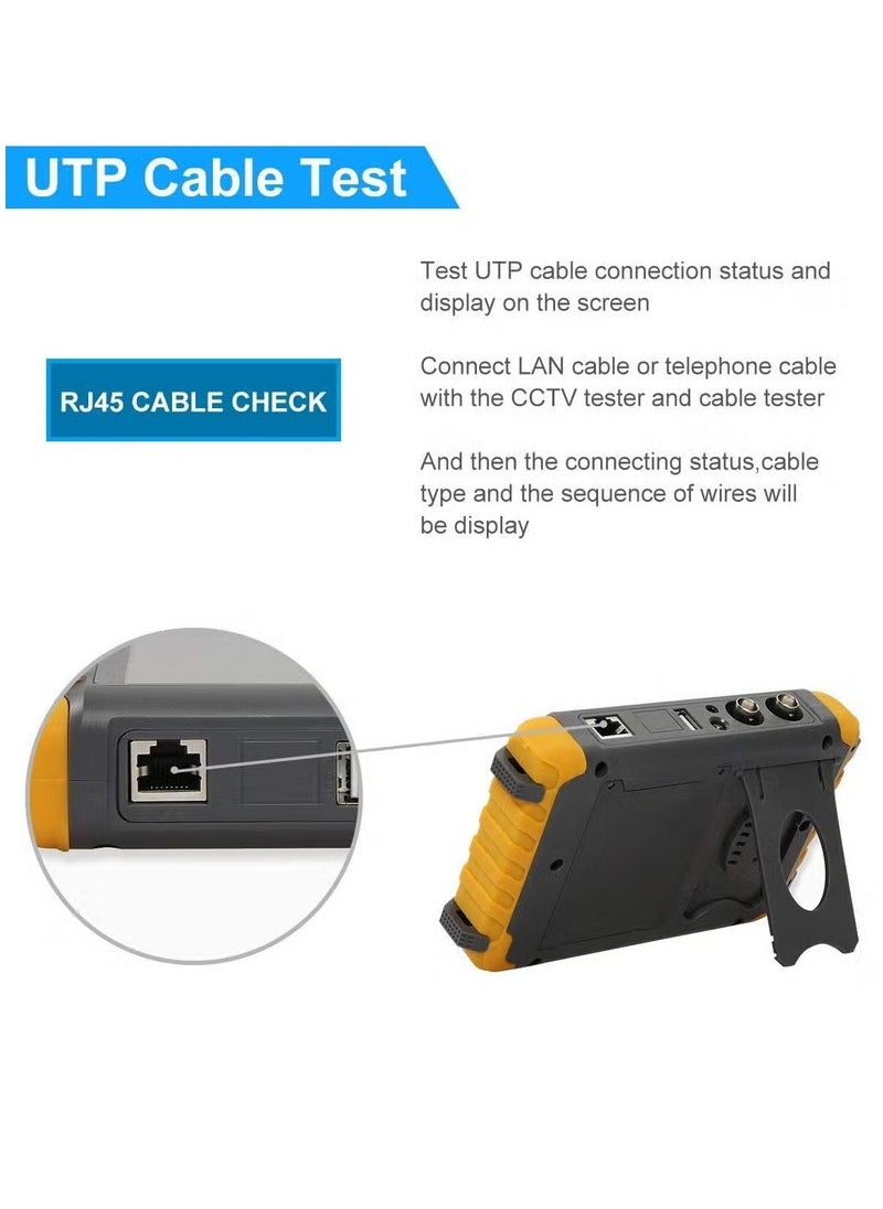 4 In 1 CCTV Monitor Camera Tester, Coaxial HD Video Monitor Tester, Multi Functional Analog Video Test UTP Cable Tester, Long Battery Life Portable Security Camera Tester, (1pc)