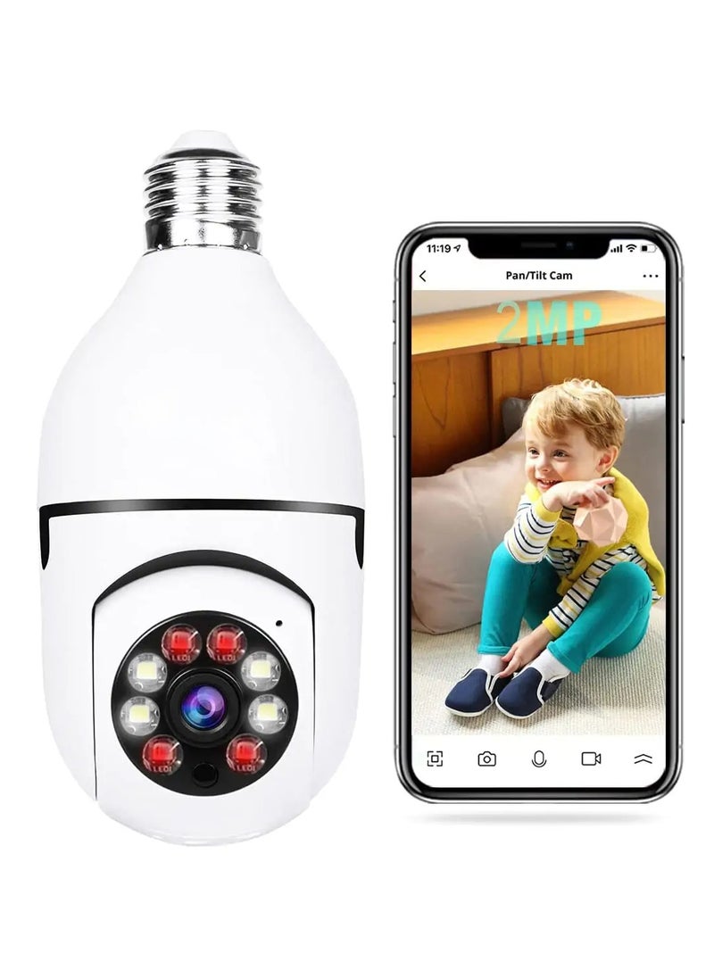 E27 Bulb Camera with Automatic Tracking, Full Color Night Vision, Bidirectional Audio, Enhanced Wi-Fi Security Camera for Indoor Surveillance, Motion Detection, 110V-220V Wired, Plastic Construction, LED Indicators, Ideal Holiday Gift for Home Safety