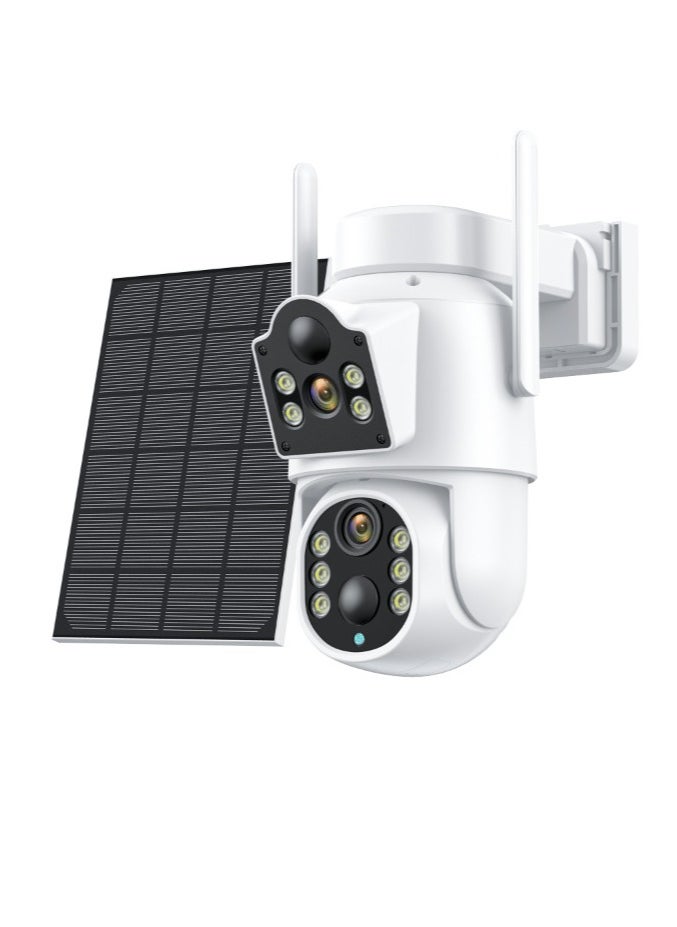 4MP Solar CCTV Camera, Sturdy And Durable Outdoor Security Camera With Motion Detection, Wireless Auto Track Surveillance Camera For Home And Office, (1pc, White)