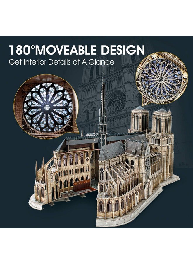 3D Puzzles For Adults - Large Notre Dame De Paris 3D Puzzle - Half-Opening Architecture, Enjoy Interior Views - Anniversary, Christmas, 2023 Gifts - 293 Pieces