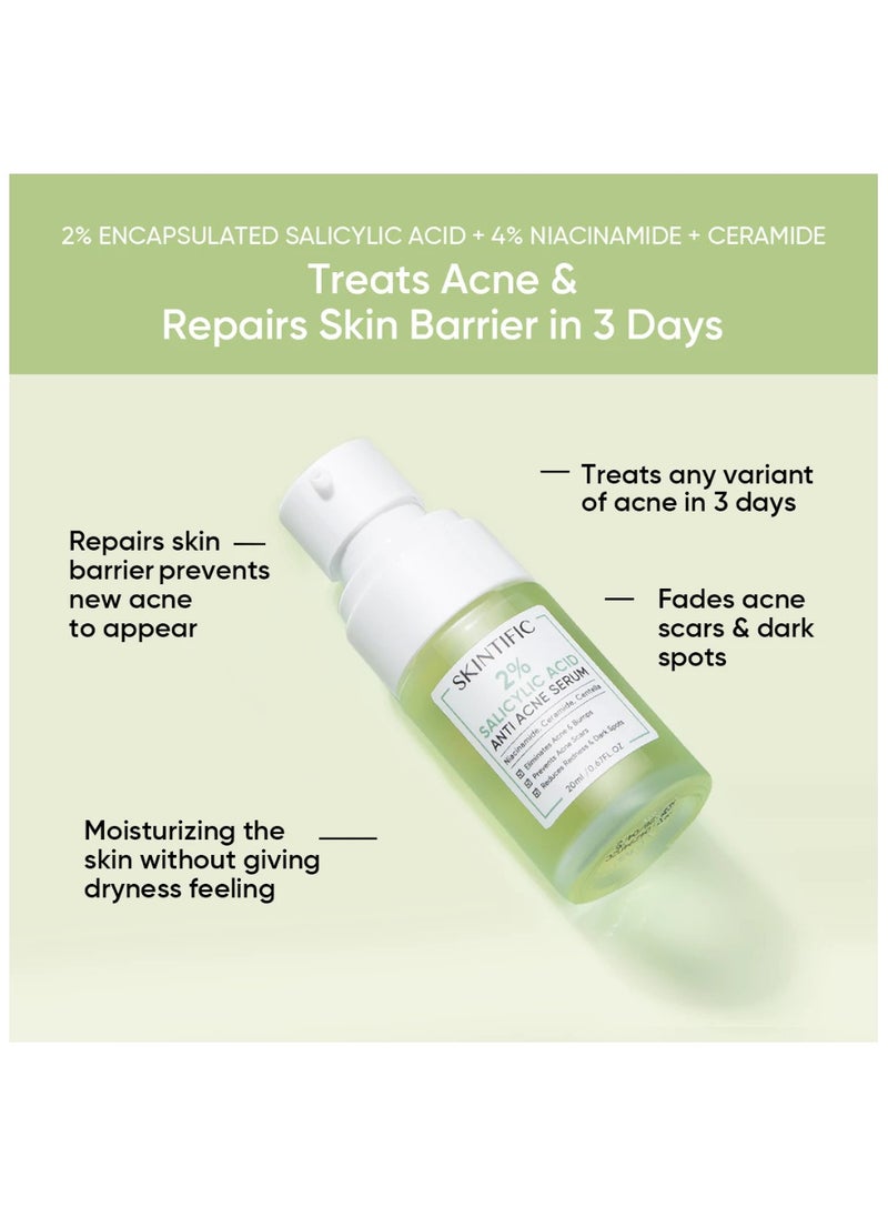 SKINTIFIC 2% Salicylic Acid Anti Acne Serum Spot Scars Treatment Brightening Face Serum (50ml)