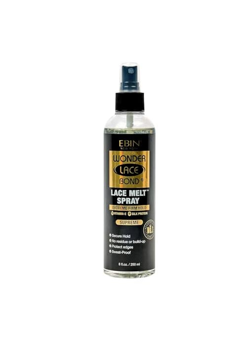 EBIN NEW YORK Wonder Bond Melting Spray 8oz 250ml  Extreme Firm Hold Supreme  No Reside Long Lasting Formula with Protecting Edges Gives Undetectable and Natural Look