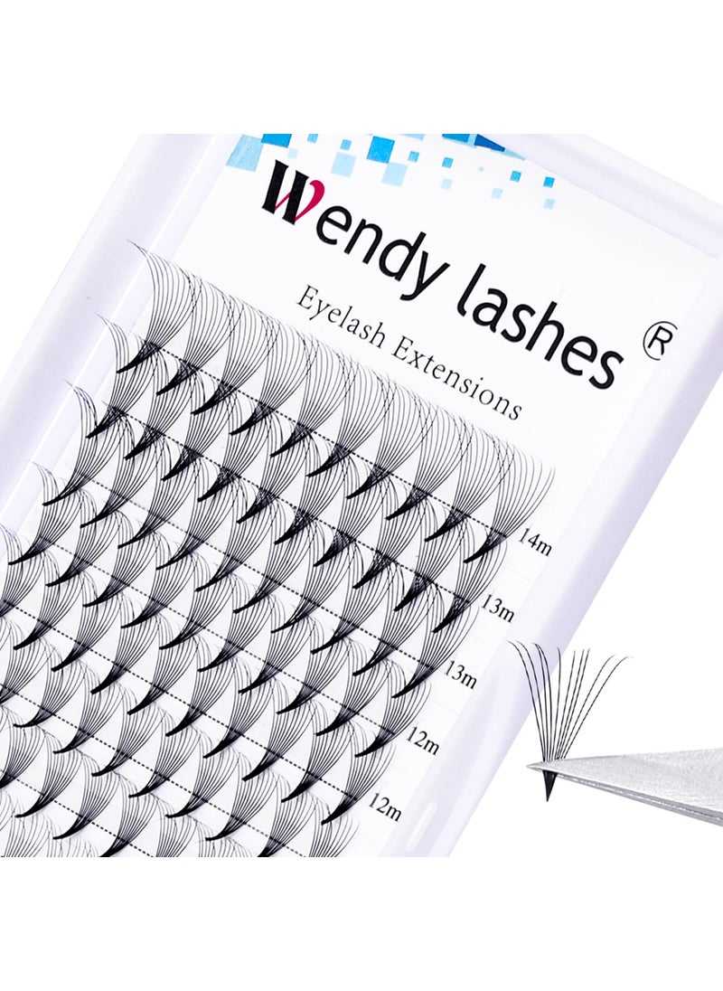 Volume Lash Extensions 10D Premade Fans Eyelash Extensions 007mm Thickness CD Curl Short Stem Premade Volume Eyelash Extensions Pointed Base Fans by WENDY LASHES10D007D 814mm Mixed Tray