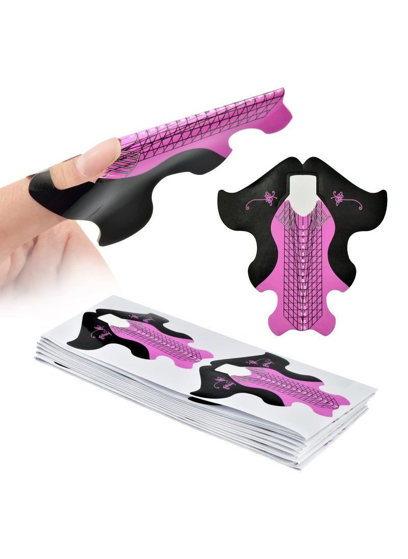 100pcs Nail Form Sticky Nail Forms for Builder Gel Reusable Sturdy Nail Extension Forms Nail Forms for Acrylic Nails Builder Gel Nail Forms SelfAdhesive Paper Nail Forms Molds Builder NTF049Pink