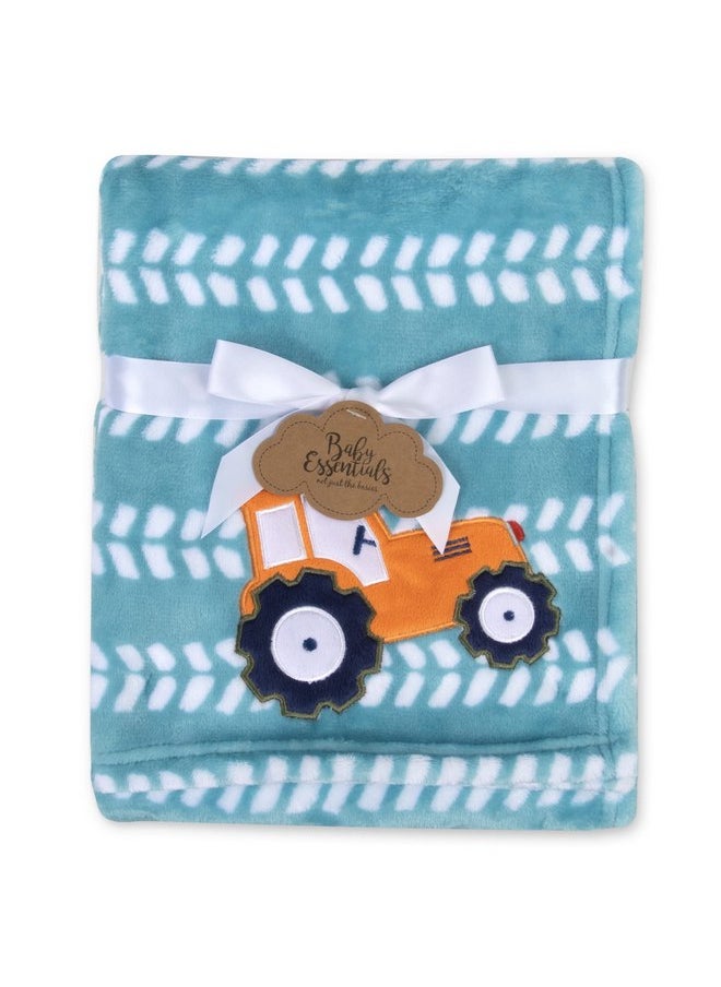 Plush Fleece Throw and Receiving Baby Blankets for Boys and Girls 30x40 (Terrific Tractor)