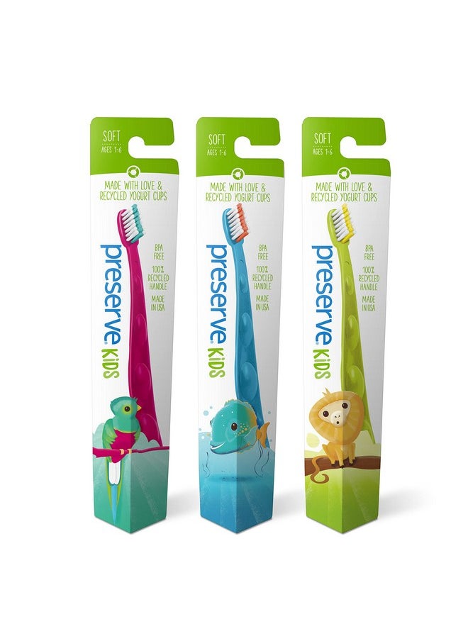 Preserve Kids Toothbrushes, Made in the USA from Recycled Plastic, Soft Bristles, Colors Vary, 1 Count