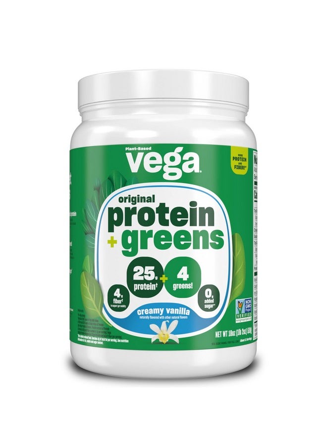 Vega Protein And Greens Protein Powder Creamy Vanilla (11 Servings) 25G Plant Based Protein Plus Veggies, Vegan, Non-Gmo, Pea Protein For Women And Men, 1.2Lbs