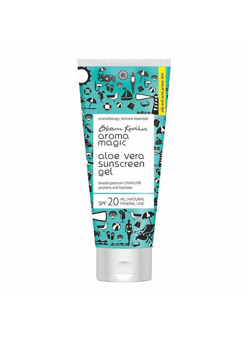 Aroma Magic Aloe Vera SPF 20 Sunscreen Body Gel | 3.38 Fl Oz (100ml) | with Broad Spectrum UVA/UVB Protection | Natural Face Sunblock for Men & Women