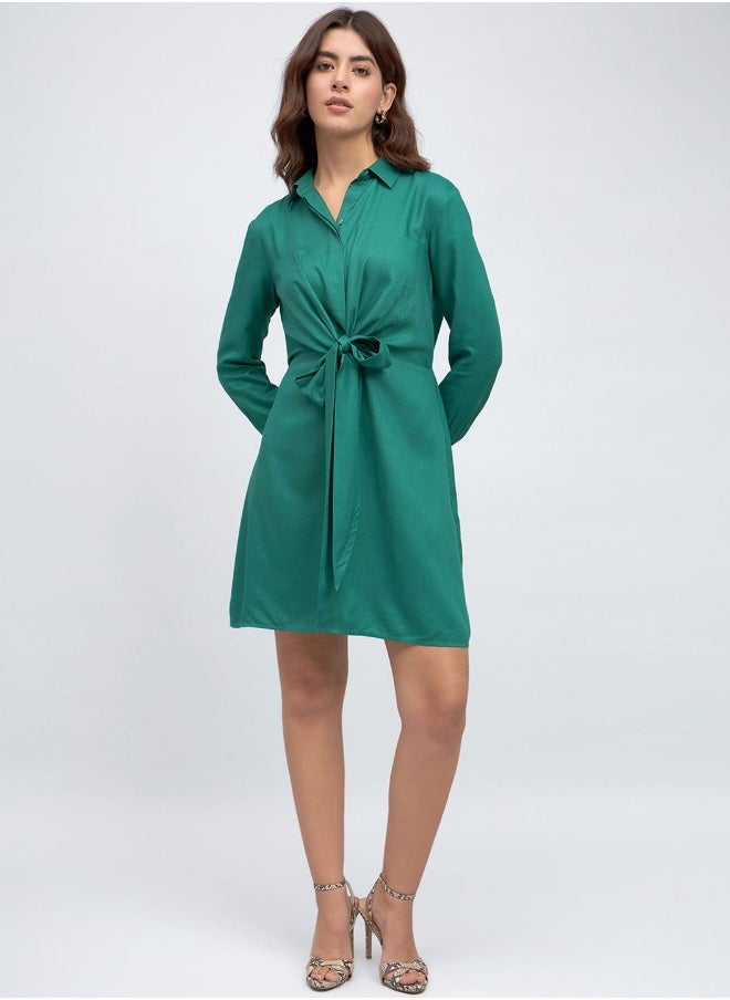 Knot-Front Green Dress