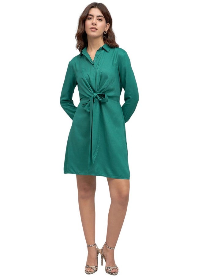 Knot-Front Green Dress