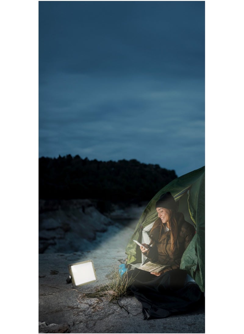 2 in 1 Solar Camping Light & Power Bank 7200mAh with Solar Powered Energy & 360° Rotation / Remote Control / 12 Hours  Working Time / Digital Battery Display / Different Light Modes / 1500 lm Brightness - Siver