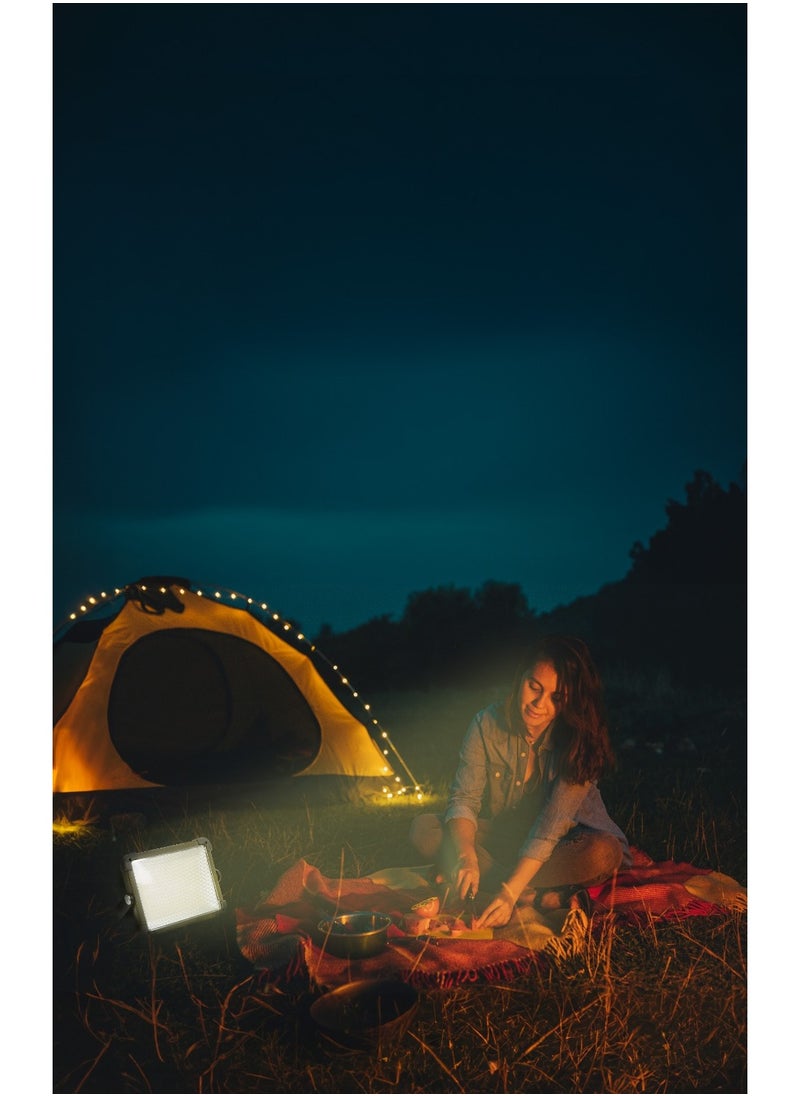 2 in 1 Solar Camping Light & Power Bank 7200mAh with Solar Powered Energy & 360° Rotation / Remote Control / 12 Hours  Working Time / Digital Battery Display / Different Light Modes / 1500 lm Brightness - Siver