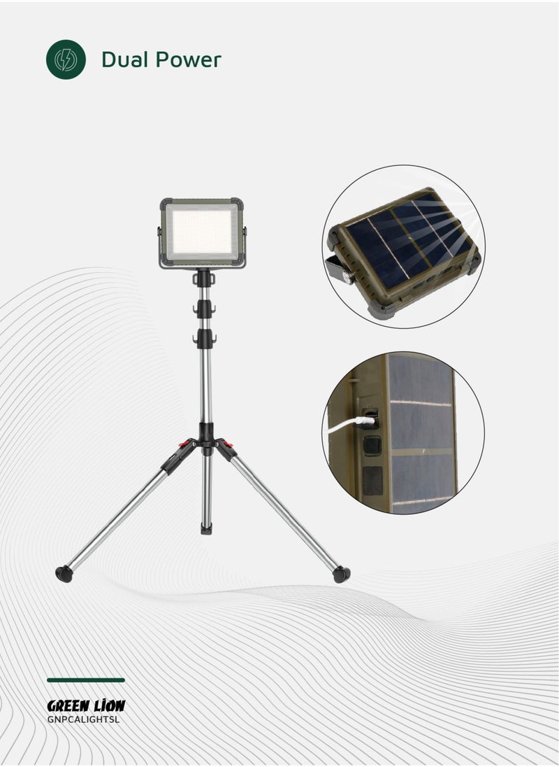 2 in 1 Solar Camping Light & Power Bank 7200mAh with Solar Powered Energy & 360° Rotation / Remote Control / 12 Hours  Working Time / Digital Battery Display / Different Light Modes / 1500 lm Brightness - Siver
