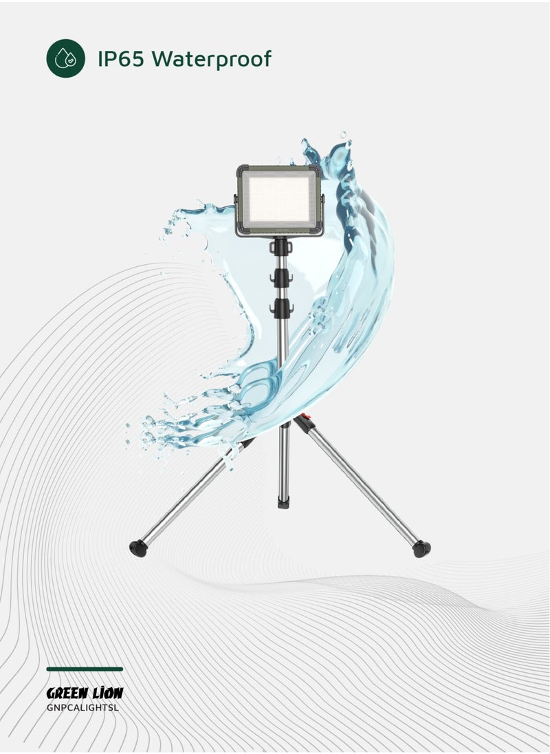 2 in 1 Solar Camping Light & Power Bank 7200mAh with Solar Powered Energy & 360° Rotation / Remote Control / 12 Hours  Working Time / Digital Battery Display / Different Light Modes / 1500 lm Brightness - Siver