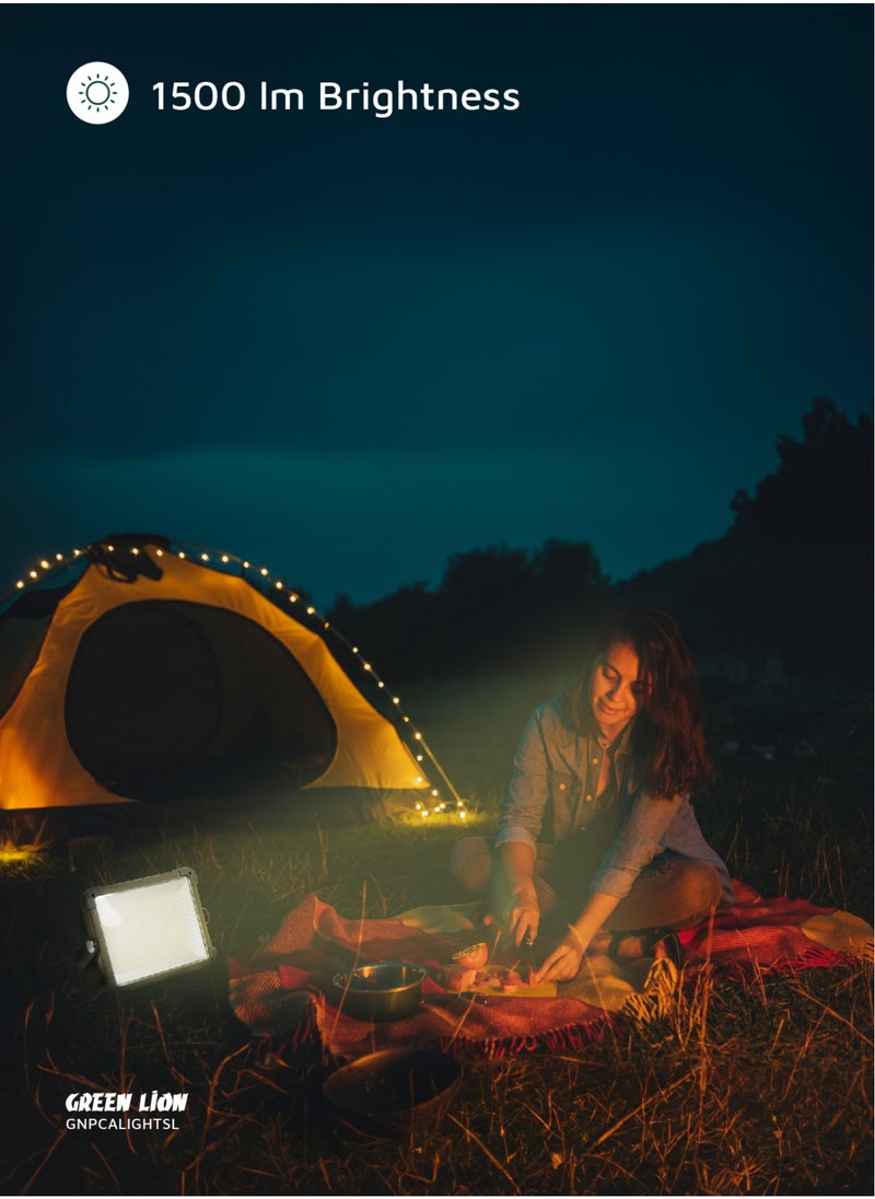 2 in 1 Solar Camping Light & Power Bank 7200mAh with Solar Powered Energy & 360° Rotation / Remote Control / 12 Hours  Working Time / Digital Battery Display / Different Light Modes / 1500 lm Brightness - Siver