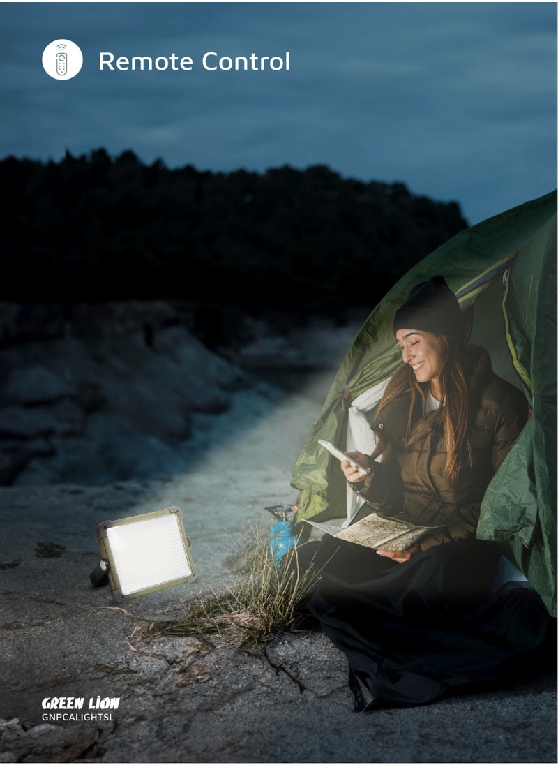 2 in 1 Solar Camping Light & Power Bank 7200mAh with Solar Powered Energy & 360° Rotation / Remote Control / 12 Hours  Working Time / Digital Battery Display / Different Light Modes / 1500 lm Brightness - Siver