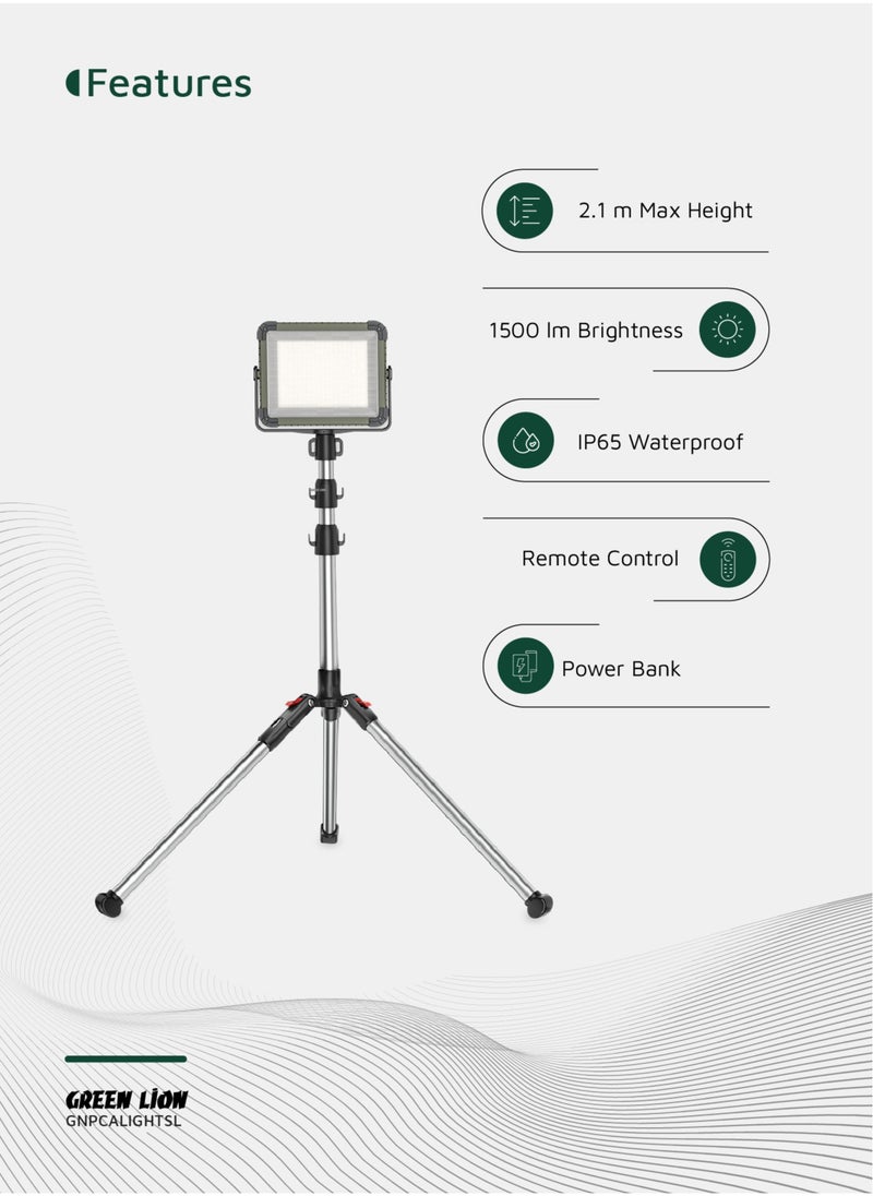 2 in 1 Solar Camping Light & Power Bank 7200mAh with Solar Powered Energy & 360° Rotation / Remote Control / 12 Hours  Working Time / Digital Battery Display / Different Light Modes / 1500 lm Brightness - Siver