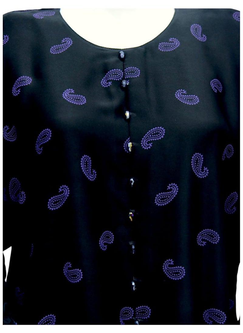 SULANZA PURPLE BLACK PRINTED ABAYA