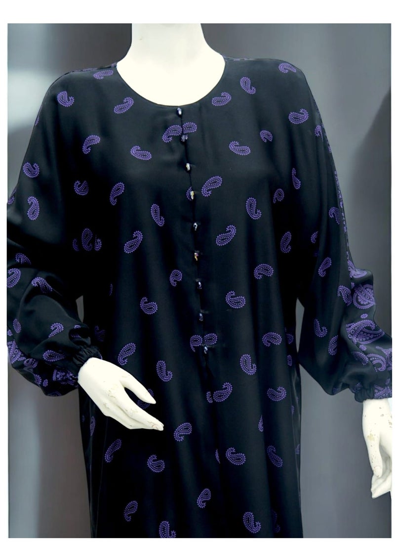 SULANZA PURPLE BLACK PRINTED ABAYA