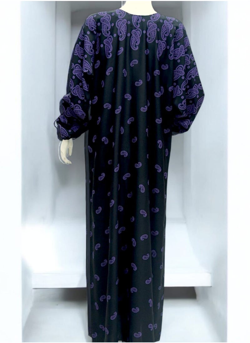 SULANZA PURPLE BLACK PRINTED ABAYA